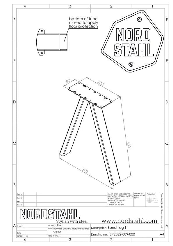 Nordstahl T Bench leg