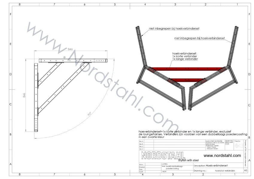 Lounge hoekbank frame zwart