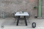 Industriele eettafel met Nordstahl Bridge leg tafelpoten