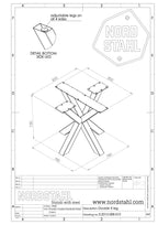 Technische tekening van Nordstahl Double X leg tafelpoot