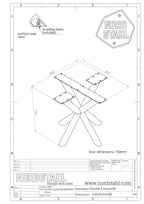 Technische tekening van Nordstahl Double X round leg tafelpoot