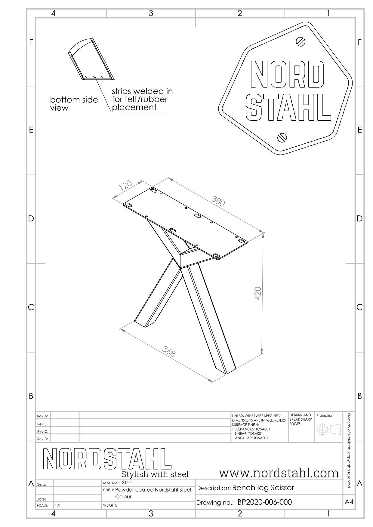 nordstahl-scissor-benchleg-technical-drawing