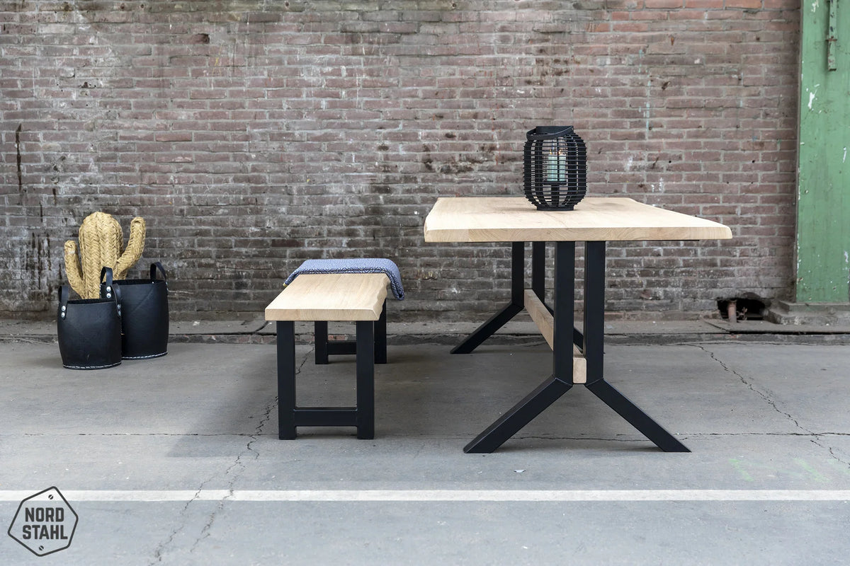 Industriele eettafel met Nordstahl Split leg tafelpoten