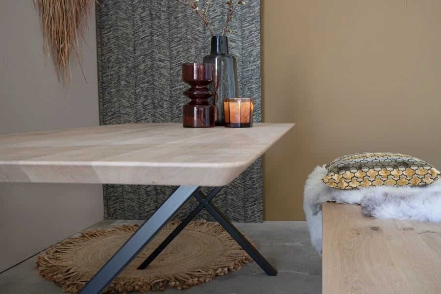 Industriele eettafel met Nordstahl X leg tafelpoten